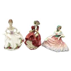Three Royal Doulton figures, Memories HN2030, Country Rose HN3221, Top O' the Hill HN1834, all with original boxes  