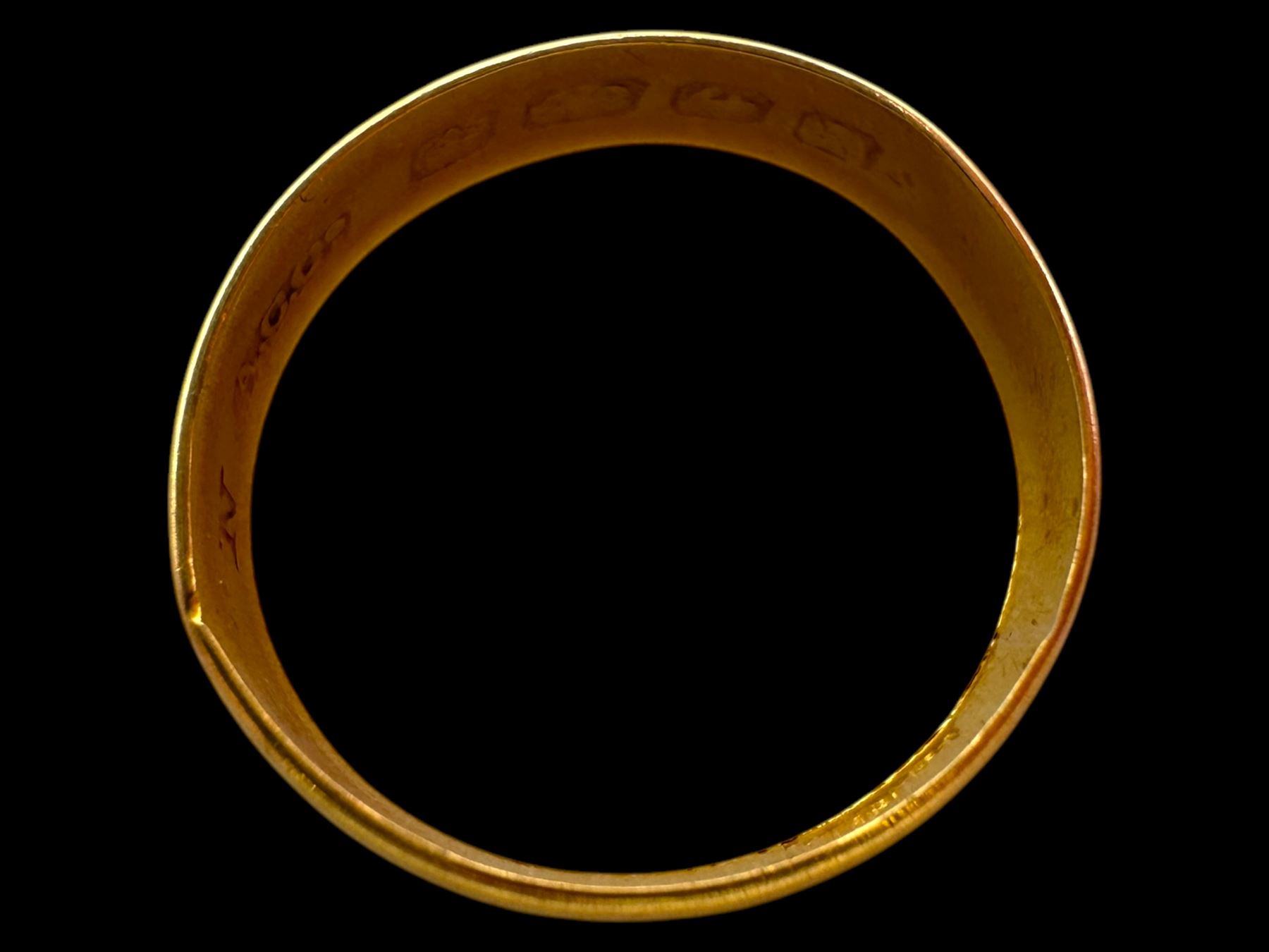 22ct gold wedding band and a 9ct gold wedding band, both hallmarked