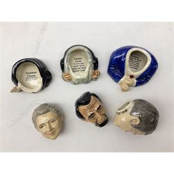 Seventeen Face Pots by Kevin Frances, to include President Lincoln, President George W Bush, The Vegas Wizard, Vegas Showgirl, Martin Luther King, Miss Liberty, President Kennedy etc, all boxed 