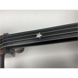 Stentor Student I quarter-size cello with 59.5cm two-piece maple back and ribs and spruce top; bears maker's label with serial no.M076096 L95.5cm overall; in Stentor soft carrying case with bow