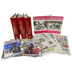Large collection of motorcycle and motoring magazines, to include Classic Bike in eleven folders, Motorcyle Sport, Old Bike Mart Newspapers etc, in thirteen boxes 