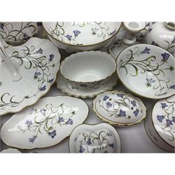 Large collection of Spode Campanula pattern ceramics, to include two cake plates, candle stick, vases bowls, planter, covered bon bon dish etc, many with boxes 