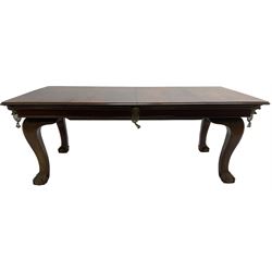Riley - early 20th century mahogany snooker dining table, slate bed snooker table with dining leaves, on cabriole supports with ball and claw feet; together with accessories 