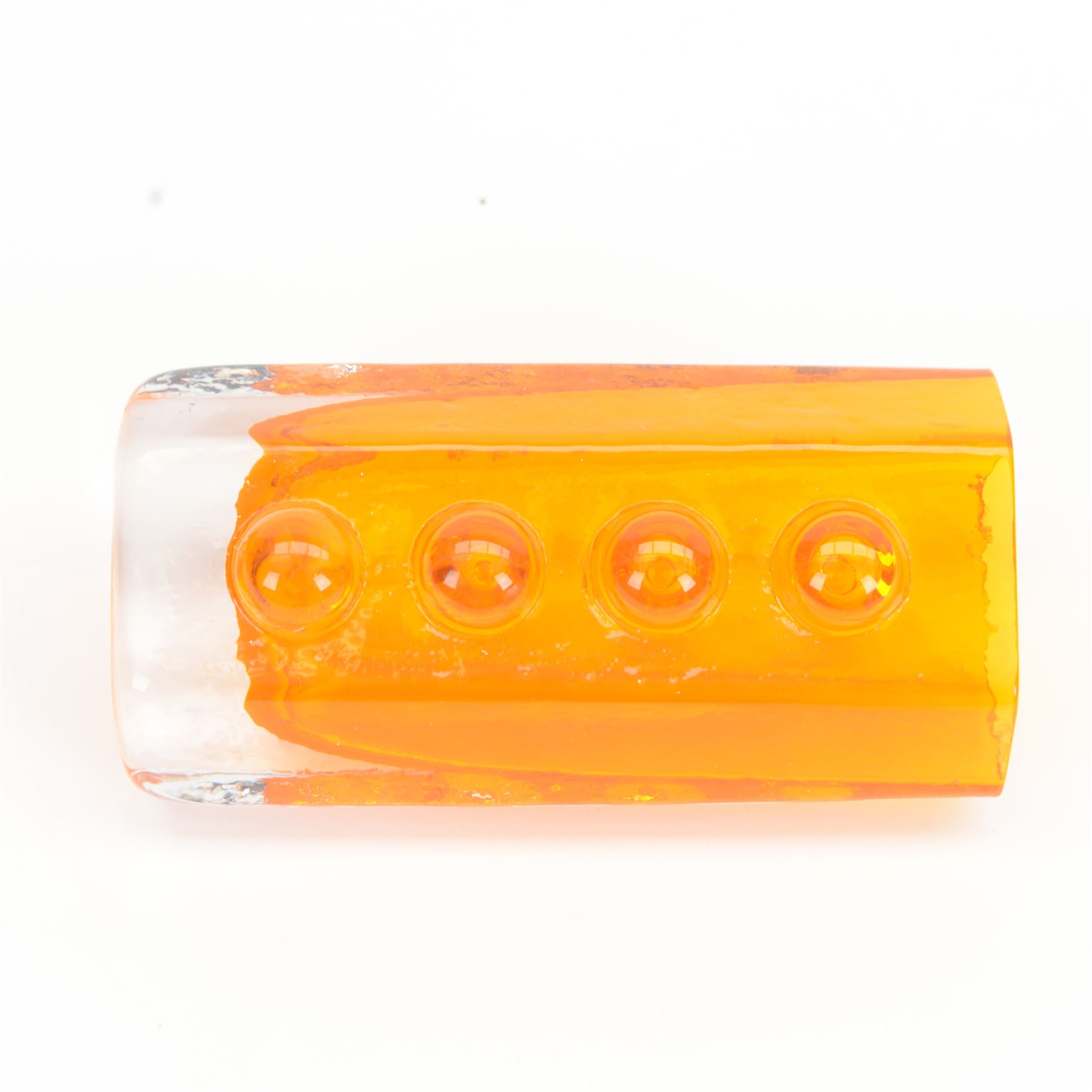 Geoffrey Baxter for Whitefriars tangerine Traffic Light vase, H13cm