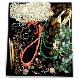  Collection of costume necklaces and pairs ear-rings including Christian Dior, Attwood and Sawyer etc, gold-plated Yard-o-Lead propelling pencil and The Golden Scroll ball pen  