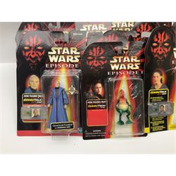 Star Wars - twenty-four Star Wars Episode One figures in card backed packaging; Collections 1, 2 and 3 with Electronic Commtalk reader for each figure's commtalk chip.