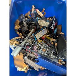 Collection of wrestler figures, two WCW Road Rebels vehicles and a collection of accessories