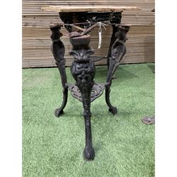 Britannia cast iron pub table, an ornate cast iron rectangular pub table, and three cast iron table bases (5) - THIS LOT IS TO BE COLLECTED BY APPOINTMENT FROM DUGGLEBY STORAGE, GREAT HILL, EASTFIELD, SCARBOROUGH, YO11 3TX