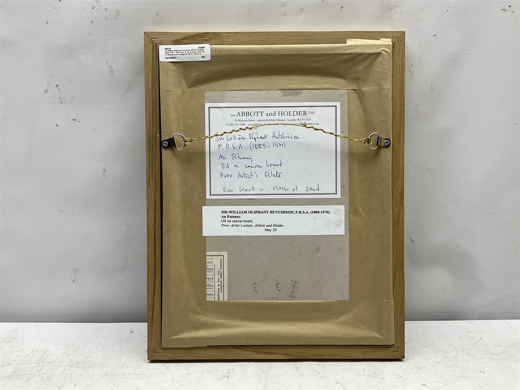 Sir William Oliphant Hutchison PRSA (Scottish 1889-1970): 'Aberdeen' & 'An Estuary', pair oils on canvas board unsigned 29cm x 22cm (2)
Provenance: with Abbott and Holder, Museum St., London; the artist's estate, labels verso