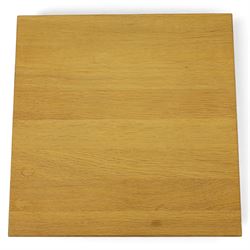 Modern solid oak nest of three tables, each with straight-edged rectangular top and square legs