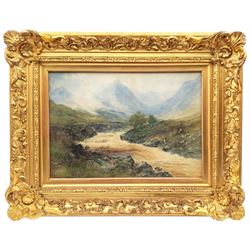 Thomas Swift Hutton (British 1860-1935): Highland Beck, watercolour signed 38cm x 55cm in fine gilt gesso frame