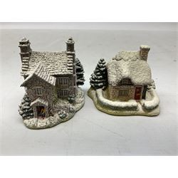 Sixteen Lilliput Lane models from Christmas collections, thirteen boxed and two loose, with various deeds, to include Snowdon Lodge, The Vicarage, Eamont Lodge etc