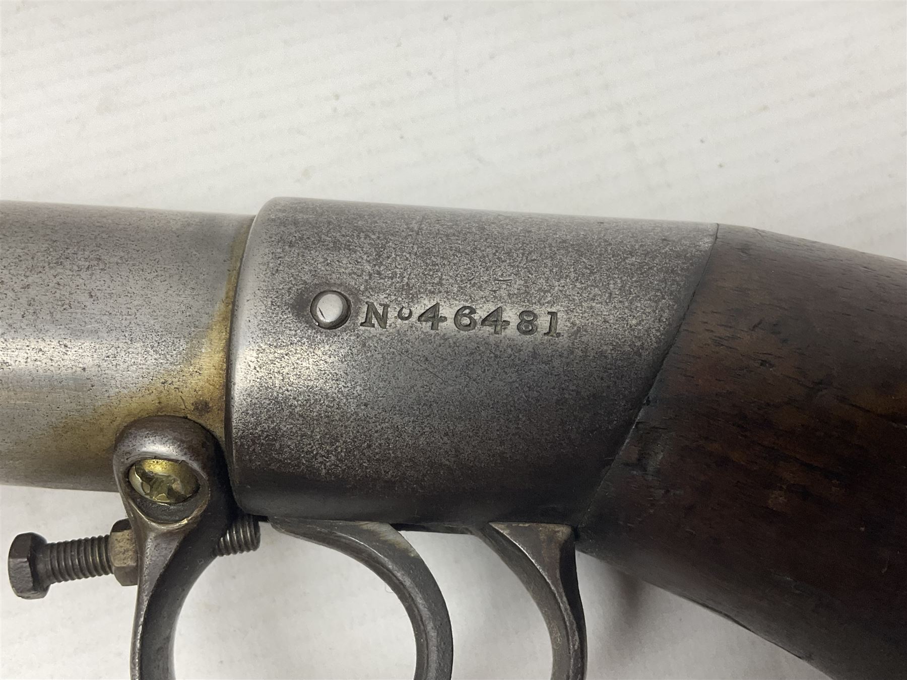 Early 20th century BSA Improved Model D .177 cal. air rifle, with underlever action, top-loading, walnut stock with chequered semi-pistol grip, serial no.46481, L100cm overall NB. AGE RESTRICTIONS APPLY TO THE PURCHASE OF AIR WEAPONS.