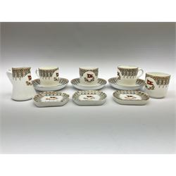 White Star Line, six pieces of porcelain by Stonier & Co. Liverpool, comprising four tea cups, three saucers, jug and three pin trays, registered design no. 117214/324028, printed mark beneath 