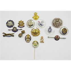  Collection of Yorkshire sweetheart brooches etc including Yorkshire Hussars Kings Own Yorks, West Yorks etc, provenance - a Private Yorkshire collector (16)  