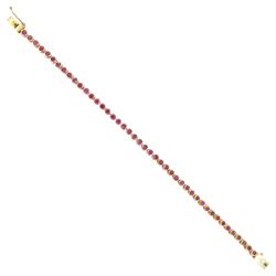 9ct gold garnet bracelet, bezel set with forty-four round cut garnets, hallmarked