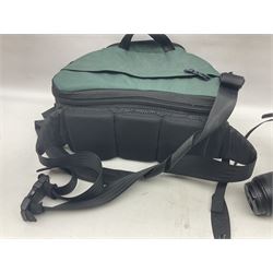 Canon EOS 5D camera body, with 'Tamron SP 70-300mm F/4-5.6 lens, and accessories, together with soft case