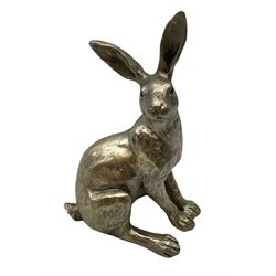 Composite bronzed model of a sitting hare, H22.5cm