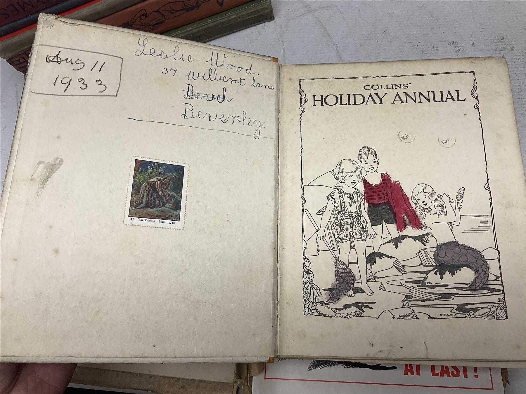 1930s Glevum Series boxed set of 'Coloured and Polished Building Bricks' with instructions; and quantity of 19th century and later children's books including The Fairy-Land of Science by Arabella B. Buckley. 1879; The Wonder Gift Book for Children 1933; The Greyfriars Holiday Annual 1938; The Willie Waddle Book 1933; twelve editions of School Boys Own Library 1937/8; Rainbow Annual 1952 etc