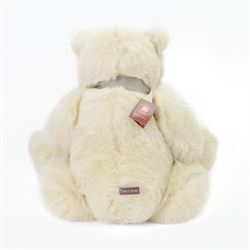 Charlie Bears large plush jointed teddy bear 'Ursula', with cream fur and grey bow, designed by Isabelle Lee, with tags, H84cm 