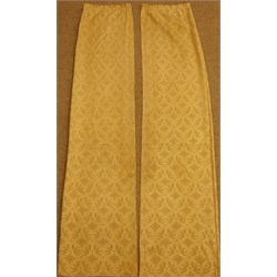  Two pairs of gold damask curtains and some floral fabric, curtains - W210cm Fall - 147cm & W111cm, H254cm  