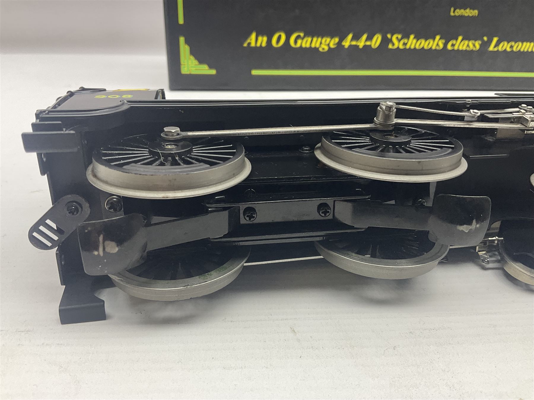 Ace Trains '0' gauge - E/10 Schools Class 4-4-0 locomotive 'Westminster' No.908 and tender in SR Wartime black; boxed with instructions, original packaging and invoice dated 26/09/2012 in outer delivery box