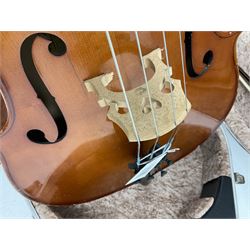 Cello by Andreas Zellar of Romania for Stentor Music Co. Ltd. with 75.5cm two-piece maple back and ribs and spruce top, bears label, L122cm overall, in hard carrying case with bow