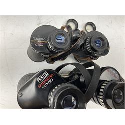 Nine cased pairs of binoculars, to include Embassy 8x40, Tasco 7x35, Zenith 10x50 Field. Opticron 10x50, Swift 8x40 Grand Prix Mk I, etc