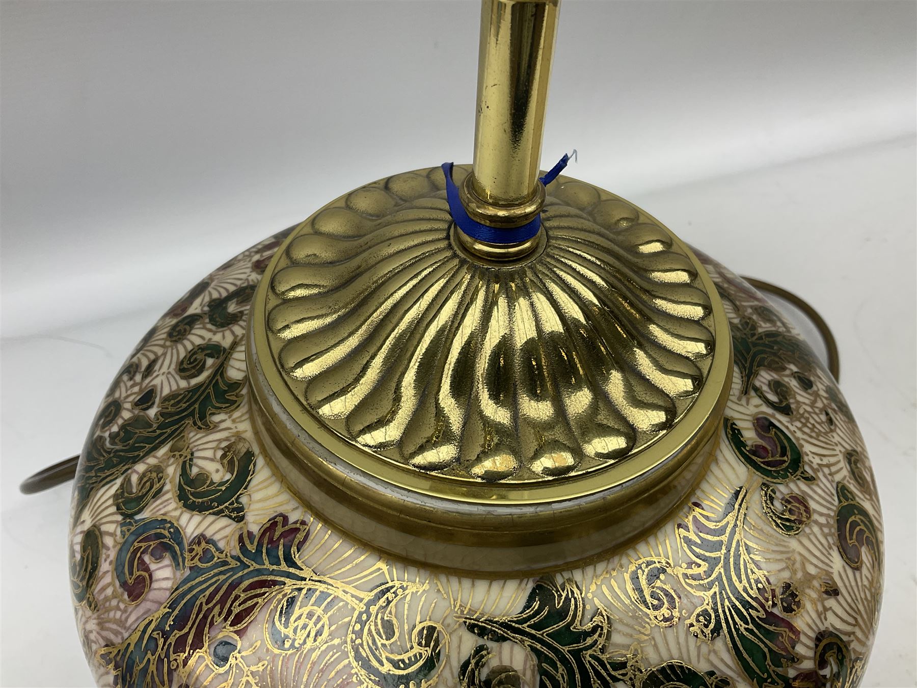 Rochamp Kashmir Kutani table lamp, with cream shade, excluding shade H32cm