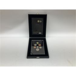 The Royal Mint 2008 United Kingdom brilliant uncirculated coin collection, 2008 Emblems of Britain and Royal Shields of Arms coin collections, 2008 Royal Shield of Arms proof collection cased with certificate, 2010 proof coin collection and two 1970 proof sets 