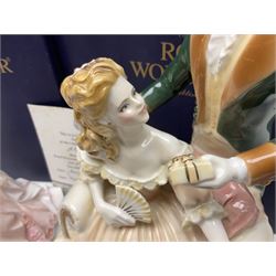 Two Royal Worcester figures, comprising A Gift of Love from the Age of Romance Series, limited edition 325/500, with certificate and original box and Royal Premier from the Glittering Occasions series, with original box 