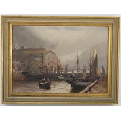 Walter Linsley Meegan (British c1860-1944): Scarborough and Whitby Harbour, pair oils on canvas signed 24cm x 34cm (2)