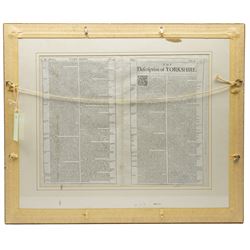 John Speed (British 1552-1629): 'Yorkshire', 17th century engraved map with hand-colouring, English text verso, pub. by Thomas Bassett and Richard Chiswell c.1676, 39cm x 52cm