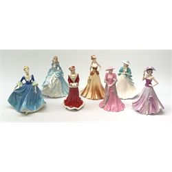 A group of seven Coalport Ladies of Fashion figurines, to include Cynthia, Ashley, Yvonne, Mary, Merry Christmas 2004, etc., two with boxes. (7). 