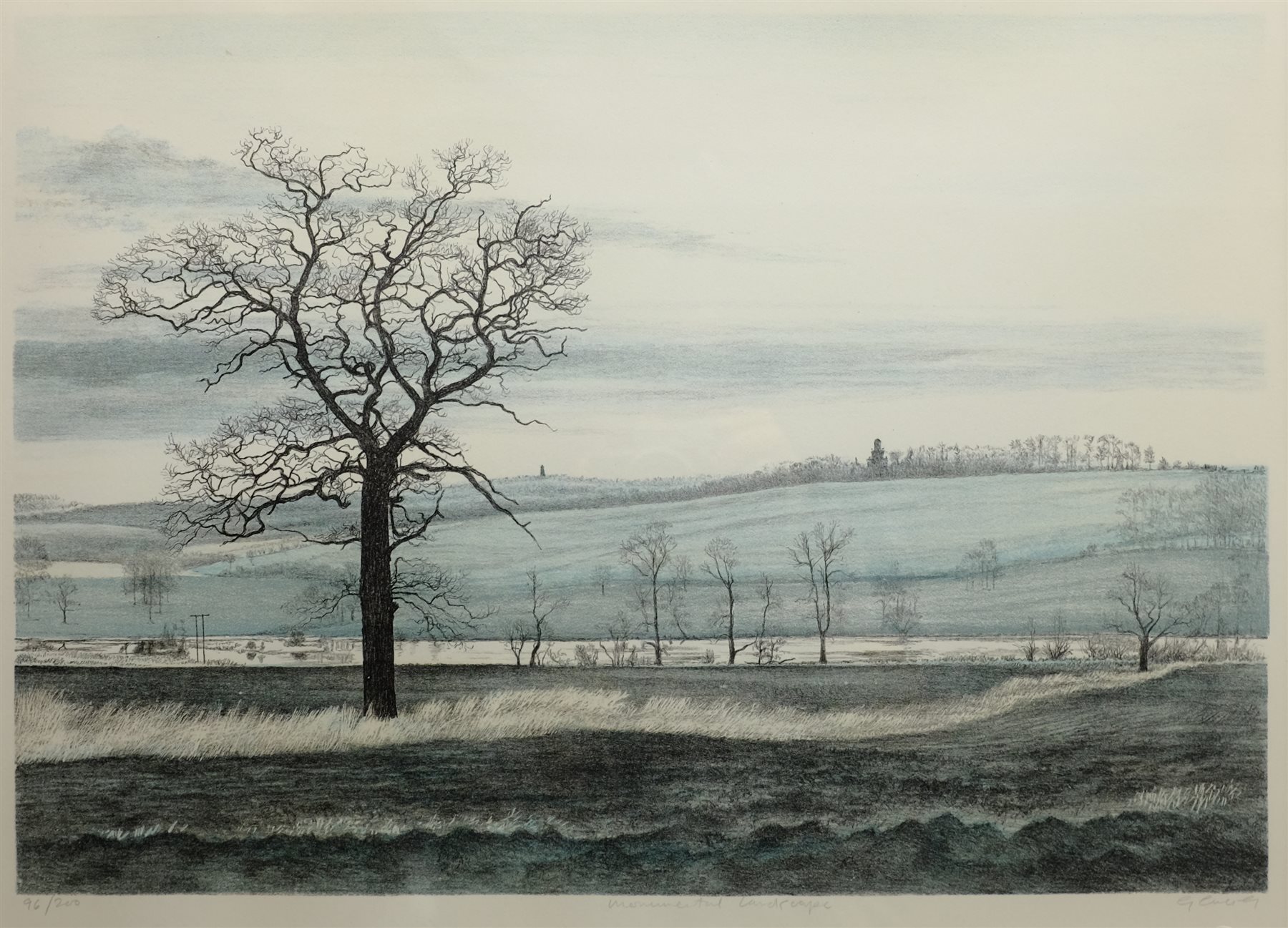 George Guest (British 1935-): 'Monumental Landscape', limited edition lithograph pub. Christie's Contemporary Art signed, titled and numbered 96/200 in pencil with blindstamp 37cm x 48cm