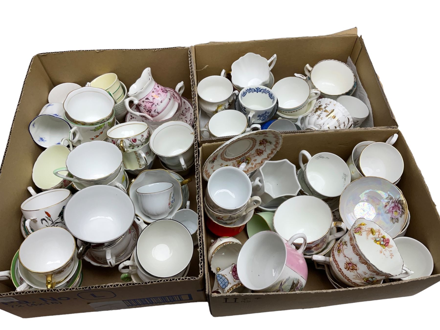 large collection of tea cups, to include spode, coalport, sunderland luster etc