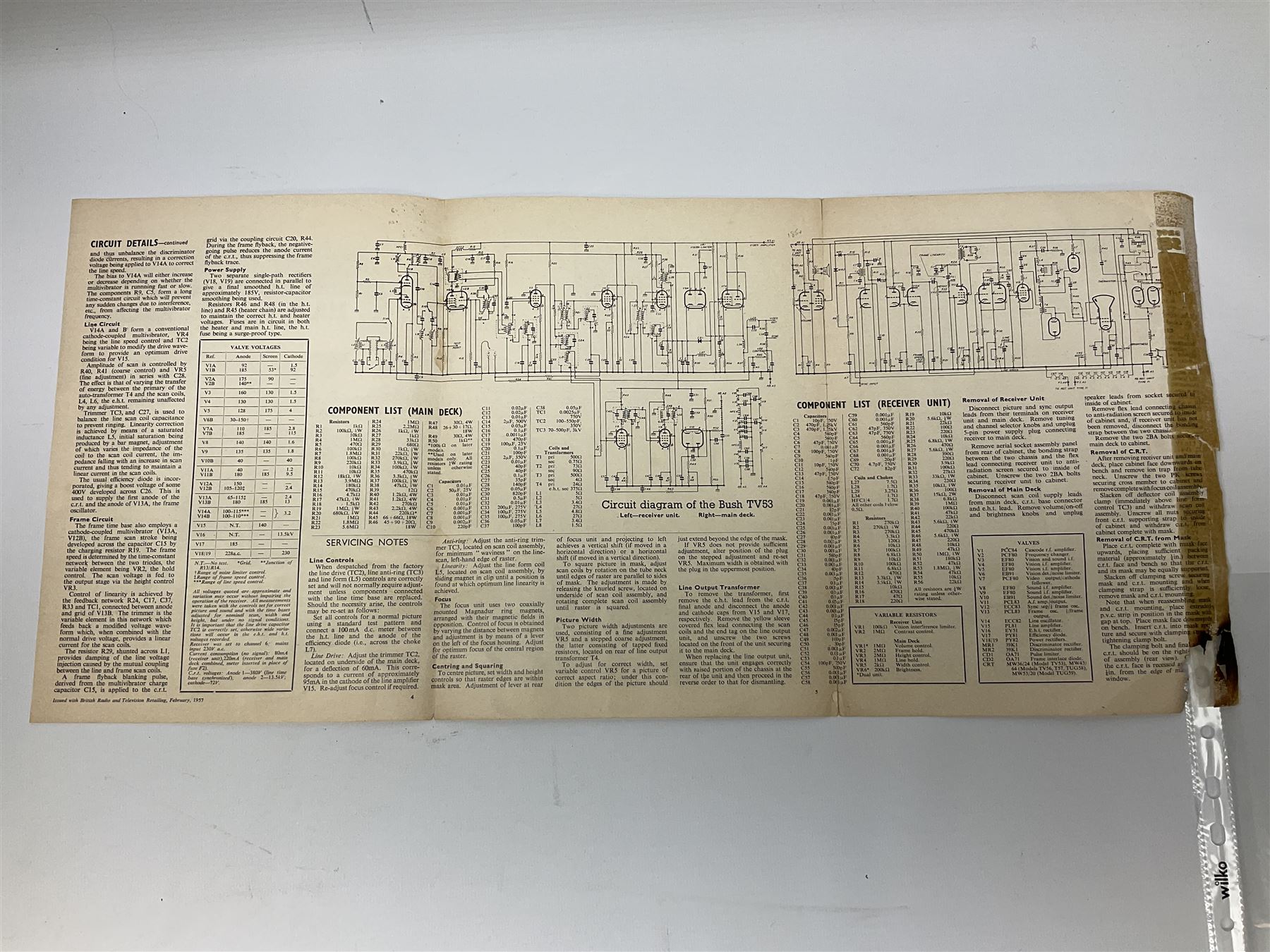 Mid 20th century Bush walnut TV 53 cased television receiver, together with a wood cased radio