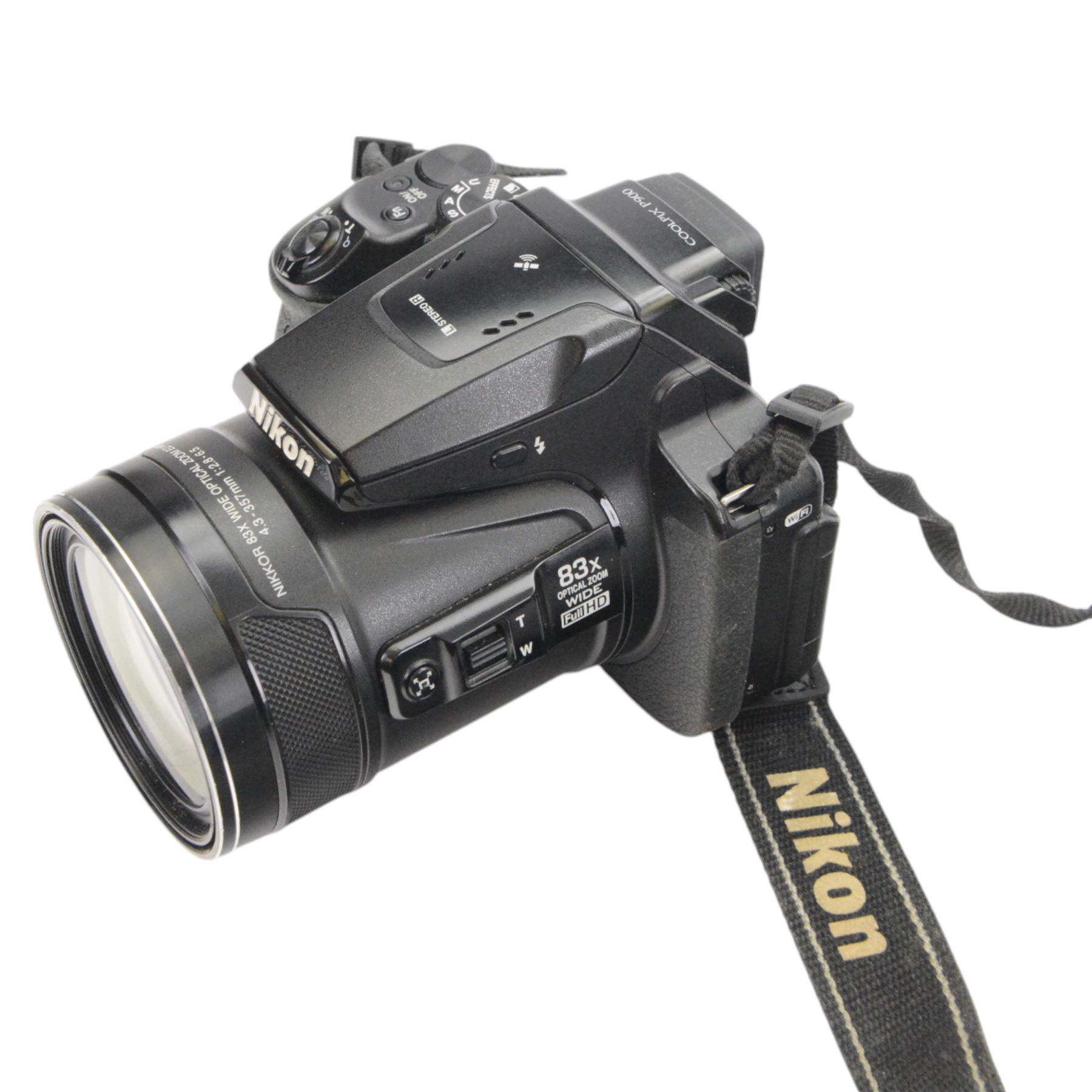 Nikon Coolpix P900 digital camera serial no. 40116983, with a Nikkor 83x wide optical zoom ED VR 4.3-357mm 1:2.8-6.5 lens, boxed with strap, Cobra case, dual and single chargers and three batteries