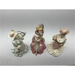Three Coalport figures comprising 'Georgina', 'The Ascot Lady' and 'Beatrice at the Garden Party'