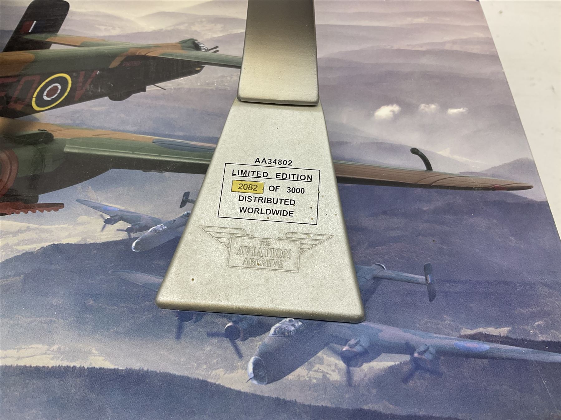 Corgi Aviation Archive - limited edition AA37208 1:72 scale model of a Handley Page Halifax B.VII bomber No.0630/1400, boxed with certificate card; together with Corgi Aviation Archive - limited edition AA34802 1:72 scale model of a Vickers Wellington Mk.X bomber No.2082/3000, unboxed (2)