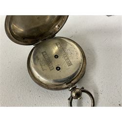 Nine silver thimbles, together with a silver button hook, Kay Jones & Co, Worcester, open faced key wound pocket watch, silver fob hallmarked William Adams Ltd, Birmingham 1912, quantity of watches, bone inlaid box etc