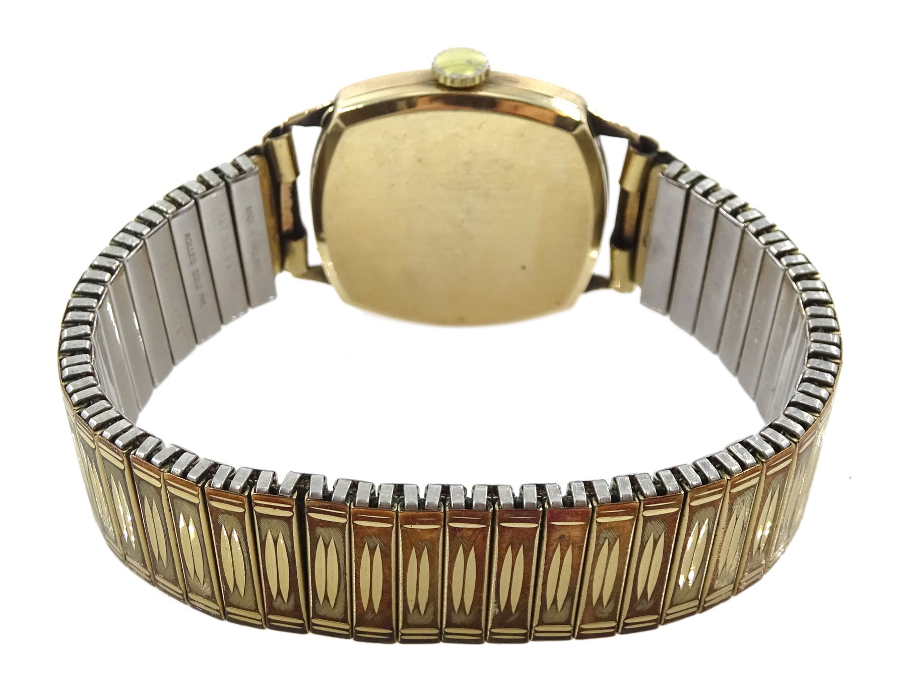 Tudor 9ct gold wristwatch, back case stamped Rolex 8018, Edinburgh 1957, on gilt expanding strap