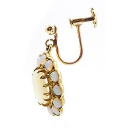Pair of gold opal cluster screw back earrings, stamped 9ct
