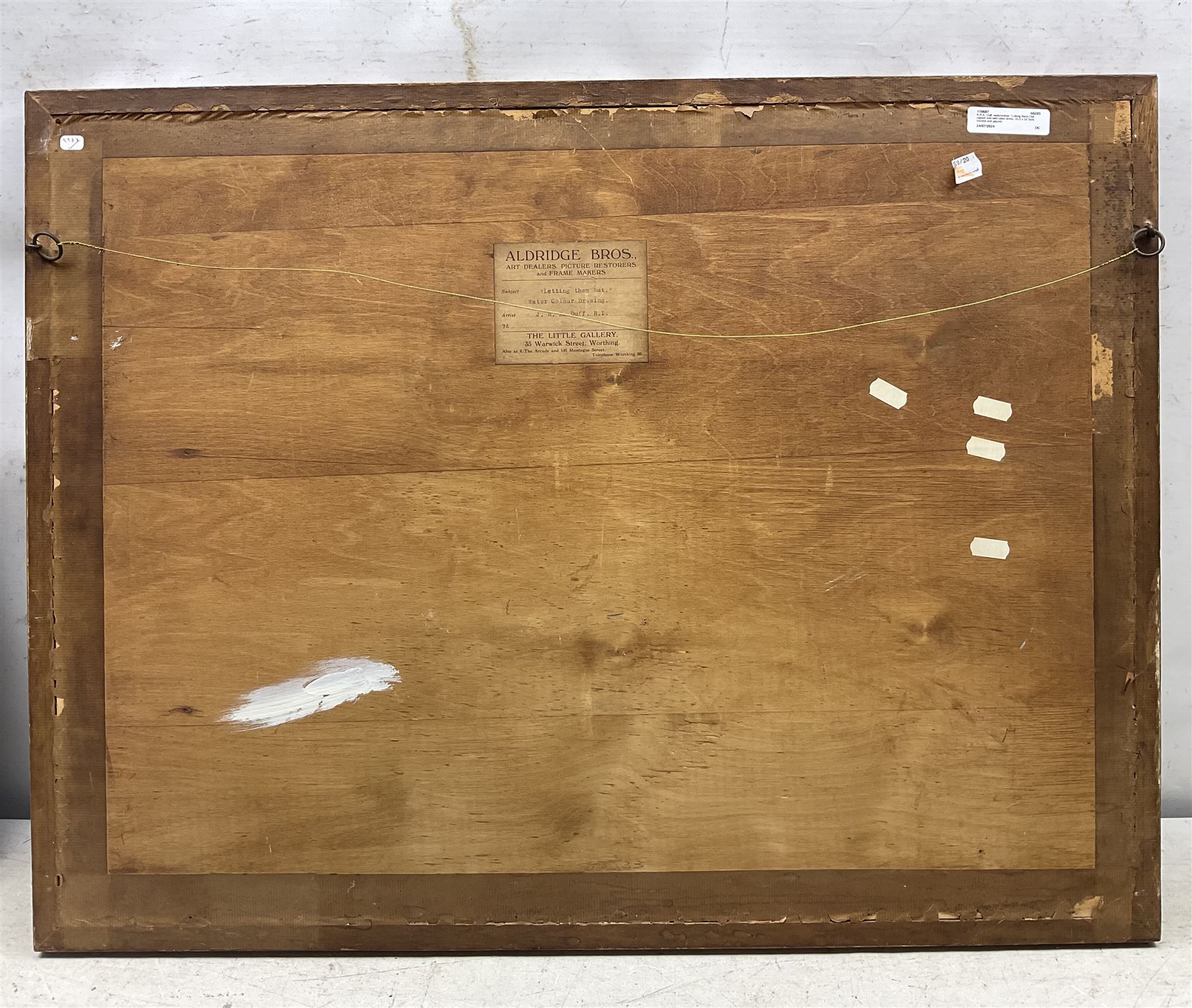 John Robert Keitley Duff (British 1862-1923): 'Letting them Out', watercolour signed, titled on label verso, 35cm x 52cm