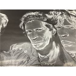 Rolling Stones Voodoo Lounge World Tour 1994/95 poster signed in black marker pen by Charlie Watts, Keith Richards, Mick Jagger and Ronnie Wood 58 x 81cm, unframed