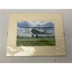 Collection of twenty-one unframed and seven framed prints of predominantly aviation interest after David Pritchard, Brian Petch, Stephen Teasdale, Barry Price, Coulson, Wardle etc; depicting Spitfires, Hurricanes etc; some limited editions with certificates and many bearing multiple signatures on the mount