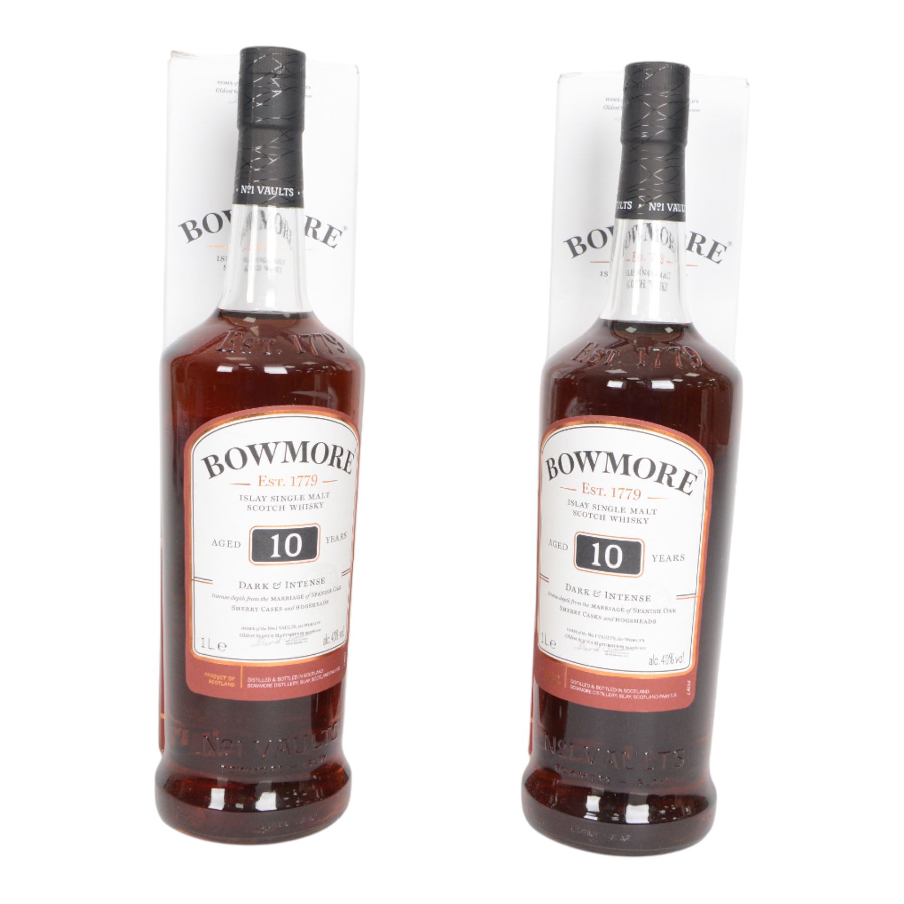 Bowmore, 10 year old, single malt scotch whisky, exclusive to the Global Traveller, two bottle  