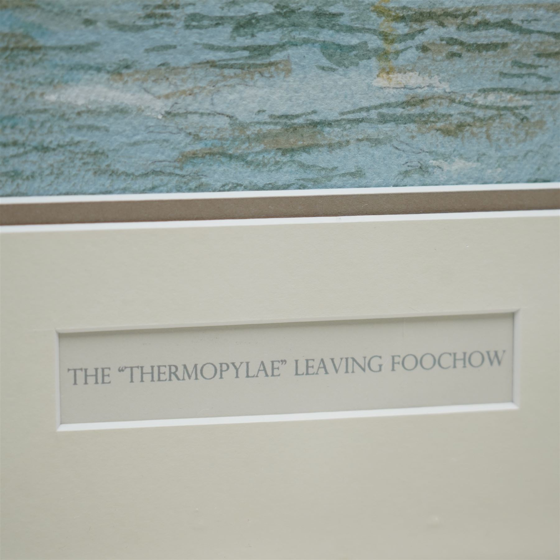 David Cadman (British Contemporary): 'The Thermopylae Leaving Foochow', watercolour signed and dated, titled on the mount 54cm x 74cm