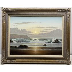 Alan Dinsdale (British 1939-): Sunrise on the Shoreline, oil on canvas signed 45cm x 60cm