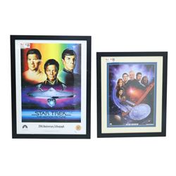 Ten Star Trek prints, including limited edition prints by James Cukr, 20th Anniversary lithograph, Dynamic Forces lithographs, signed Women of Star Trek print, all framed, etc largest 112cm x 83cm